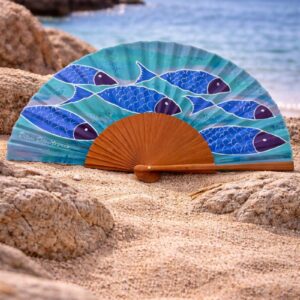 Abanico de seda "Azul de Levante" 2