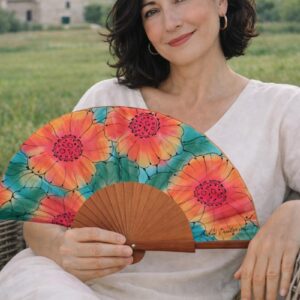 Abanico de seda "Flores de Provenza" 1