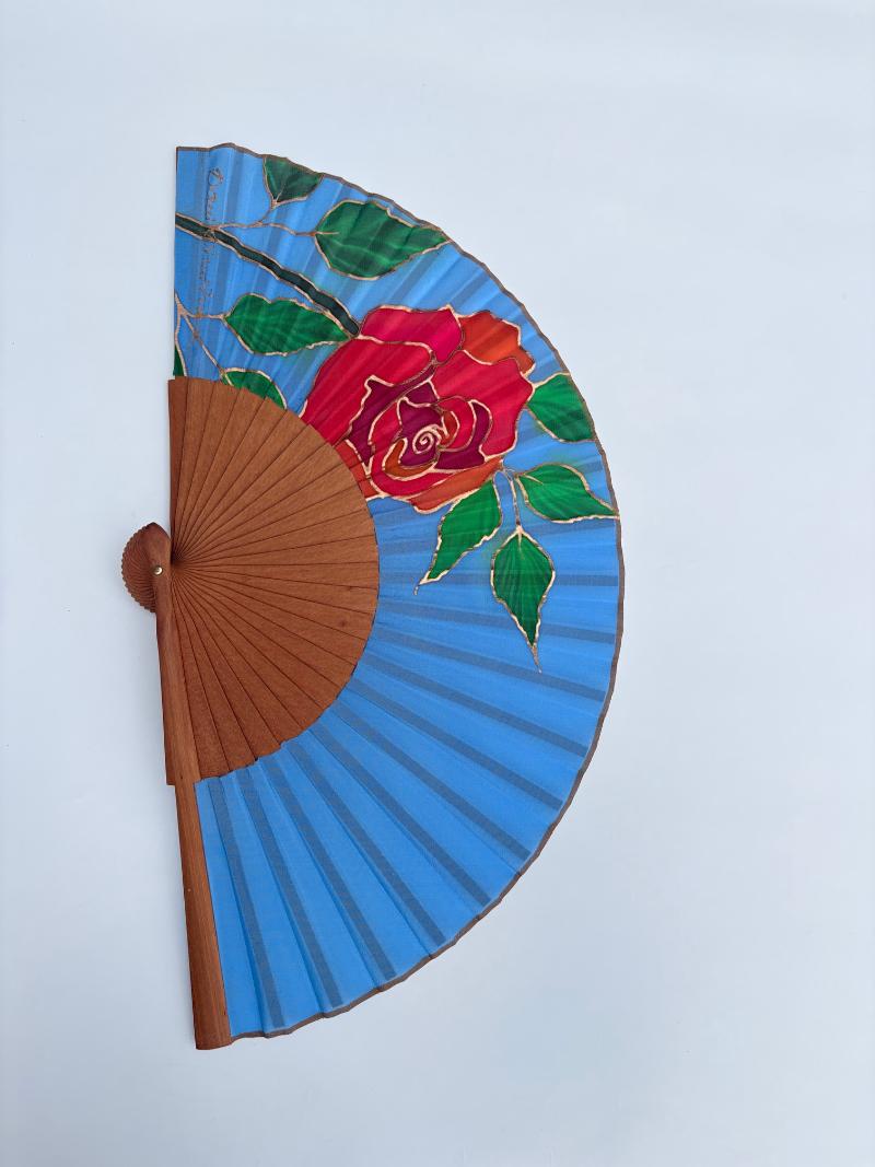 Abanico de seda "Floralia" Rosa - Imagen 3