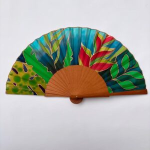 Abanico de seda "Jardín esmeralda" 4